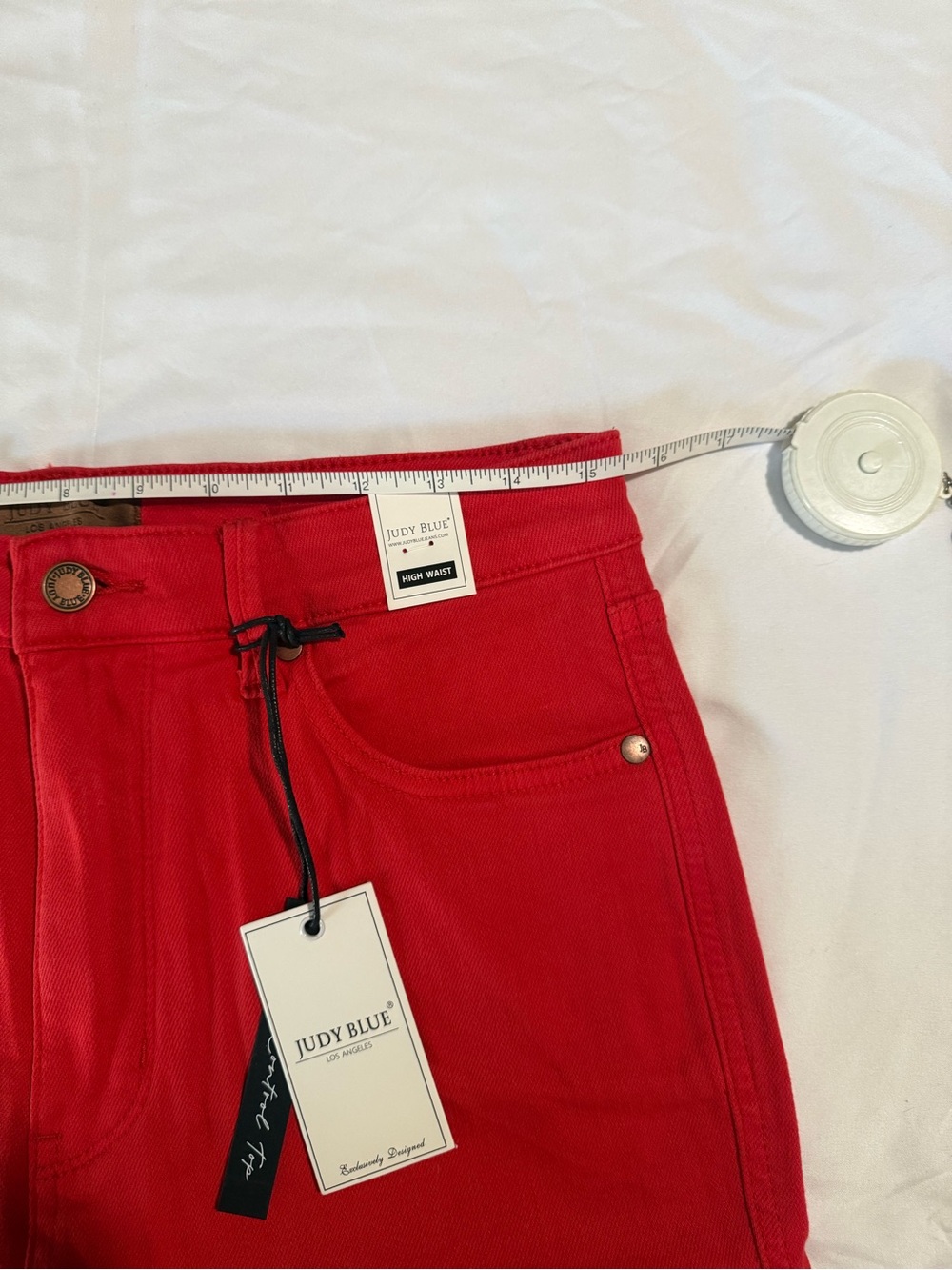 NWT Judy Blue Red High Waist Tummy Control Bermuda Denim Shorts Size XL - Picture 2 of 7